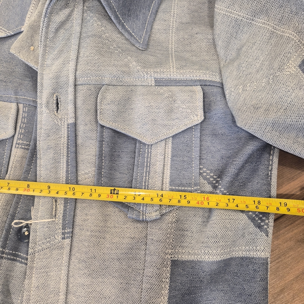 Women's Blue Patchwork Jacket - Picture 5 of 6